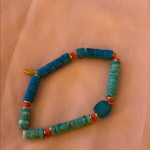 Anthropologie Blue and Red Beaded Bracelet